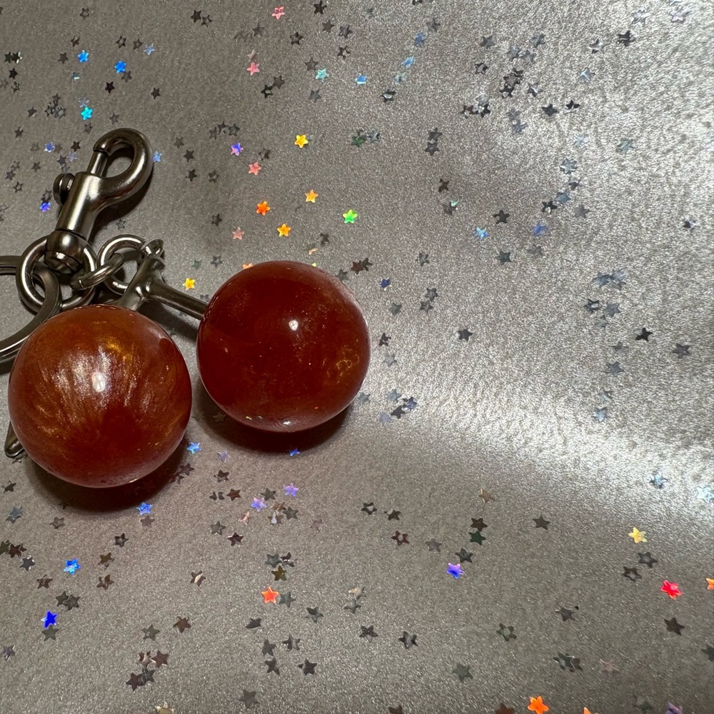 Peachy/Orange Marbled Bag Charm - Picture 2 of 5